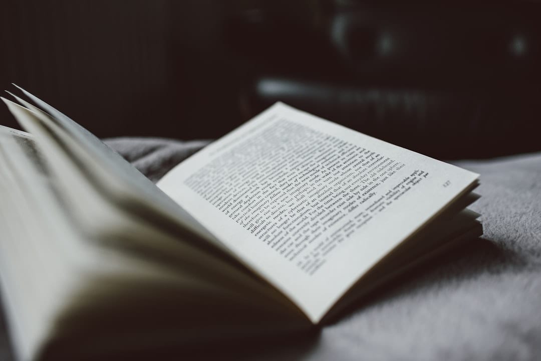 Open book pages in soft, warm light